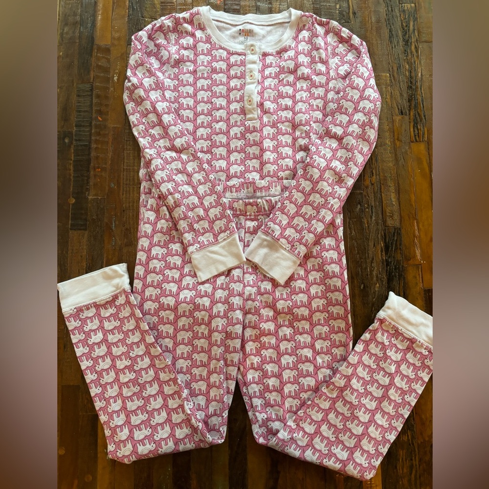 Roller Rabbit Hathi Pink Elephant Pajamas Girls Size 10
